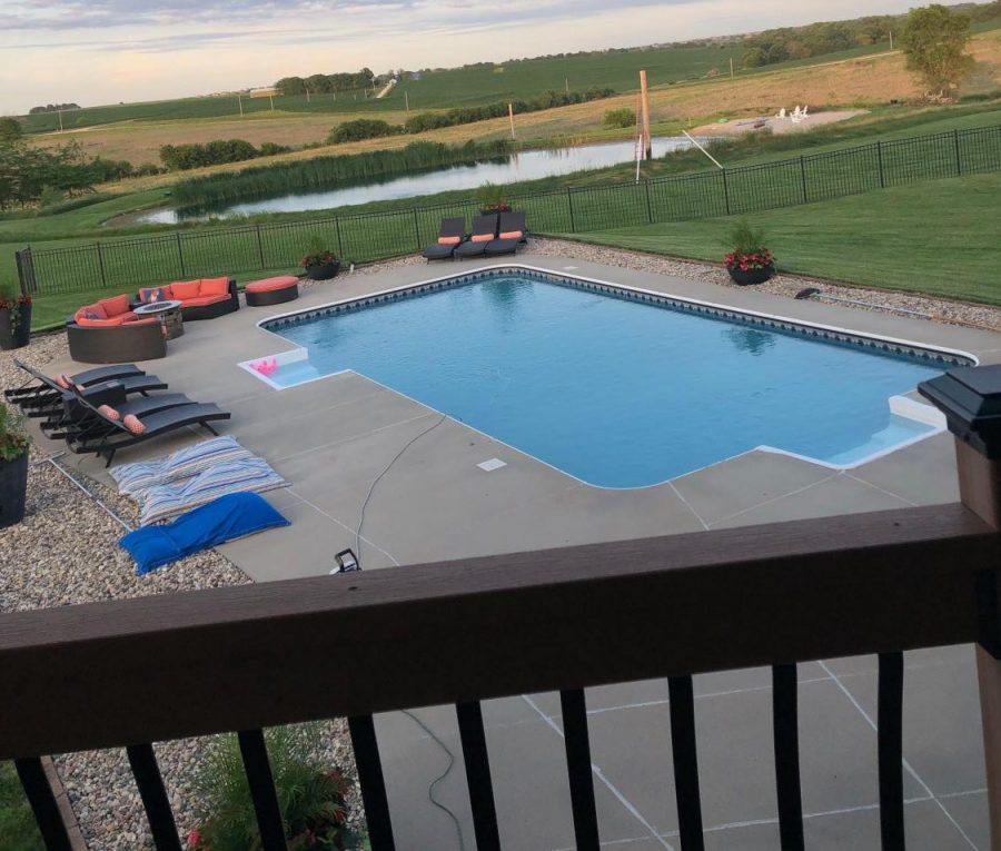 Junior Colby Scholls pool which was opened early this year due to COVID-19. He and his family have been using it more than usual.