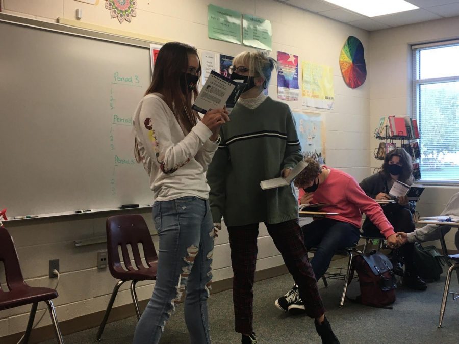 Break A Leg 
During Mrs. Luchsingers 7th Period American Drama Class, Hanna Annis (22) and Mia Jones (22) read The Crucible. “The ending did not shock me,” Annis said. “I like characters with complex intentions.” One complex character Annis enjoyed was Abigail.