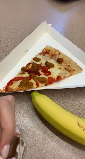 Play-dough Pizza. Who knew hamburger pizza could look like a kindergarten art project. It was good, the only thing that I didn’t like was the red stuff on it, maybe if they were smaller or gone then it would have been better,” Sophomore Jena Beavers said.