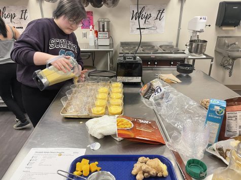 Its Smoothie Time. A ProStart student prepares the featured item for their portion of in the first Food Truck Wars.