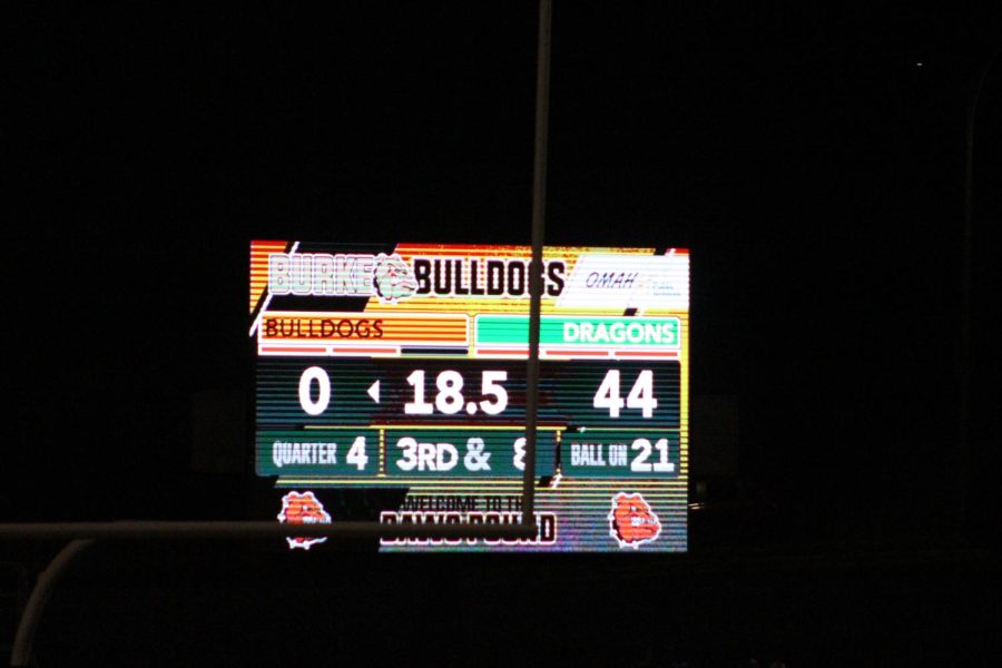 The scoreboard at the end of the game.