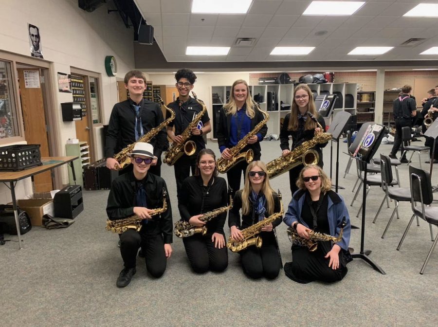 The saxophone section is one part of GHS Jazz Band.  Jazz Band has upcoming events at UNO and Elkhorn South.   