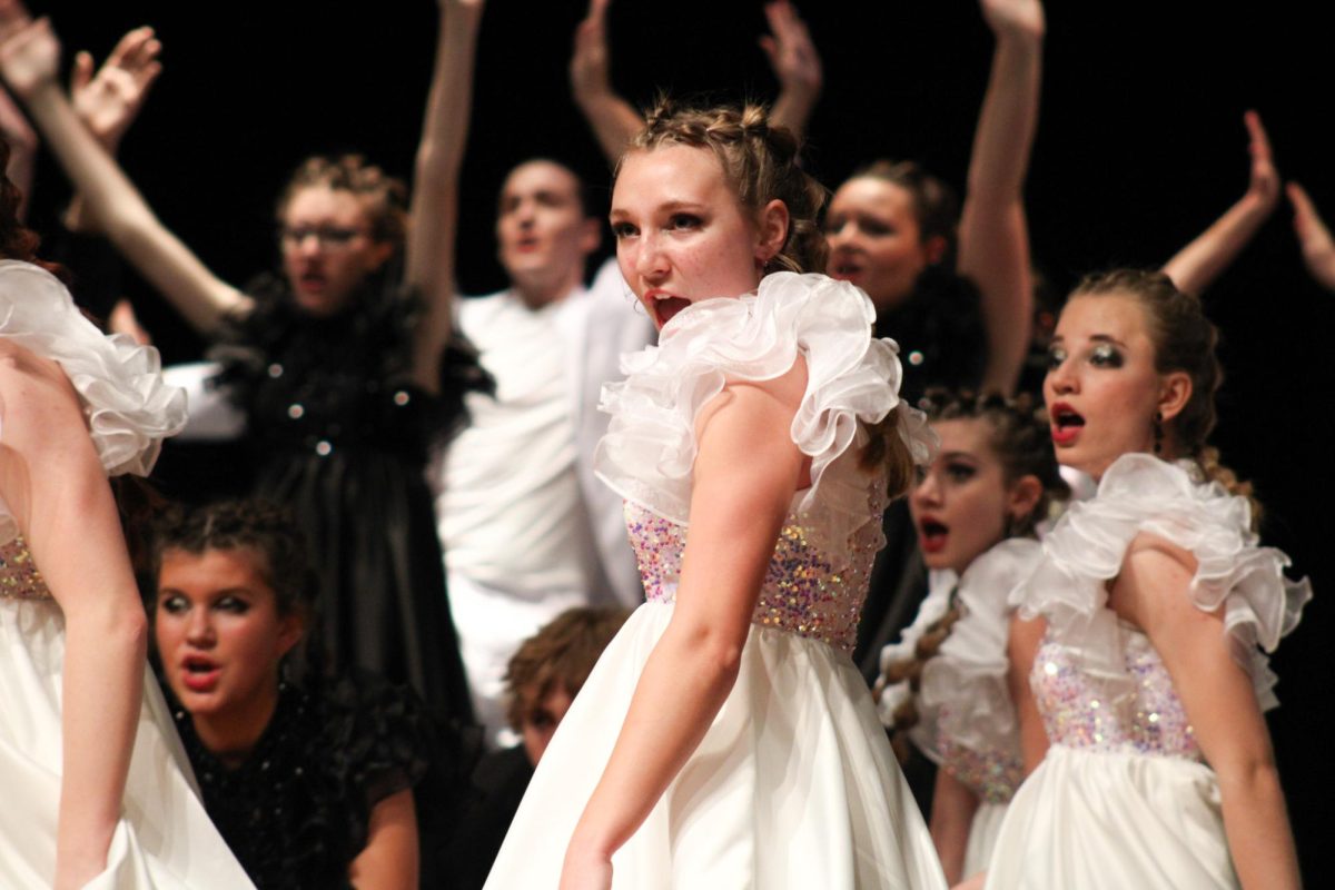 Evolution member Shiloh Bothwell (9), dramatically performs their closer, Smoke and Mirrors at Primetime on Jan. 20.