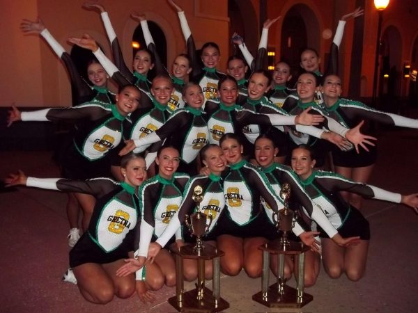 The Gretna dance team with their trophies from UDA Nationals.  

Photo courtesy of Melrose Mixan