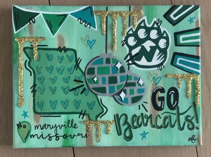 Fliege made this college board for senior Ava Fuller. Fuller plans to attend Northwest Missouri State. 