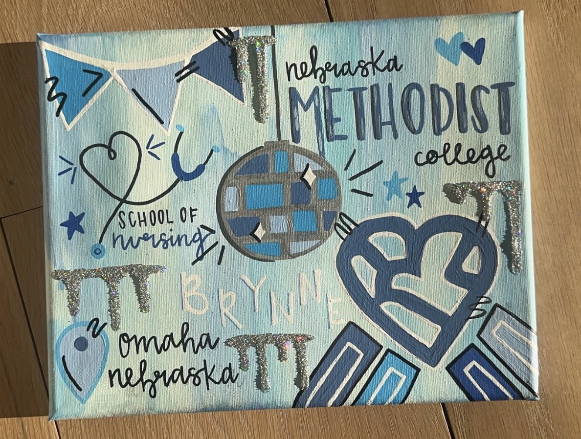 Senior Adeline Fliege created this college board that focuses on Nebraska Methodist College. She said similar boards being sold on Etsy inspired her. 