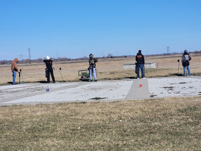 Freshmen Sara Thiellen, Emma Watts and Brogan Wennstedt are students who attend Gretna High School but outside of academics they shoot trap for Ashland 4-H. The group is shooting from the 16-yard line at flying clay targets.