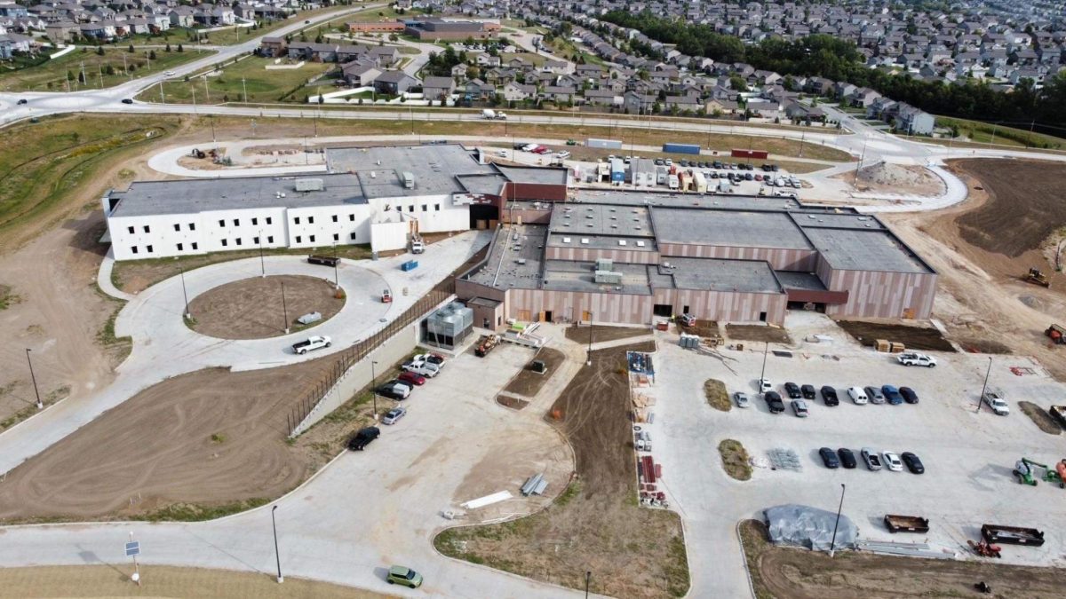 The new middle school is located near 192nd and Giles.  The building's design is similar to Aspen Creek Middle School. Photo courtesy of Gretna Public Schools. 