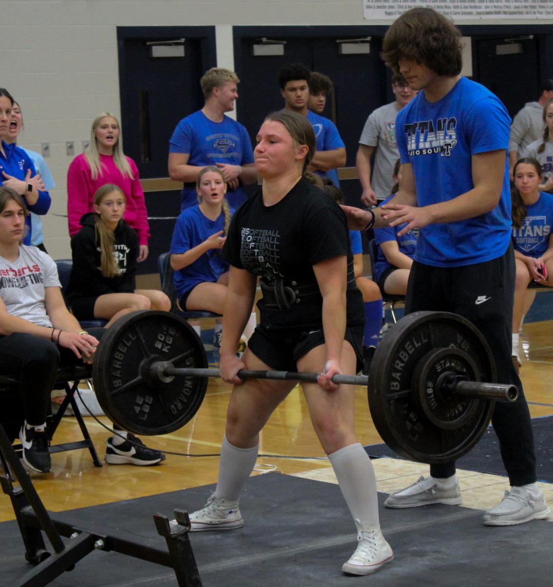 Junior Sophia Gibbons competes in the deadlift at Central High School last year.  Central hosted the state competition for powerlifting 