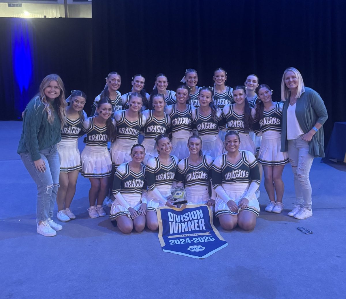 The Gretna Cheer team will be competing at Nationals at Disney World in February.  The team qualified for the event by going to their regional competition earlier this month. Photo courtesy of Zoe Chagnon. 