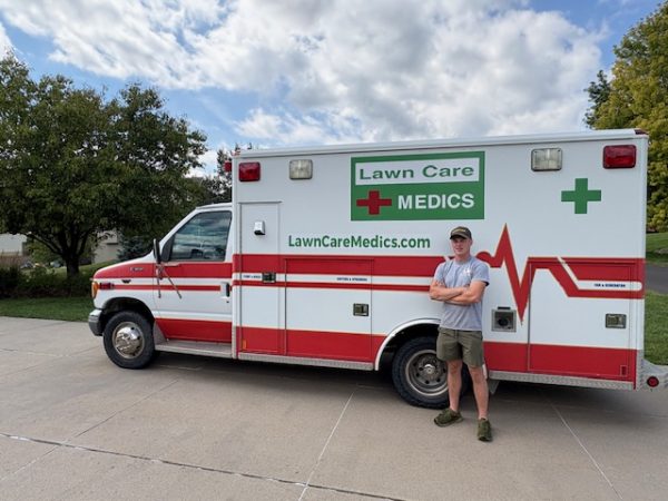 Senior Caleb Haecker named his business Lawn Medics. The vehicle he uses -- a retired ambulance -- helps with his marketing and carries tools and supplies. “In some ways, I may not be the best influence," said Nate Haecker, Caleb's father. "I kind of feed into this obsession of his, to grow the business, and I helped him purchase   the ambulance that he uses for his business.”
Photo courtesy of Nate Haecker