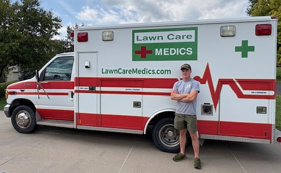 Senior Caleb Haecker named his business Lawn Medics. The vehicle he uses -- a retired ambulance -- helps with his marketing and carries tools and supplies. “In some ways, I may not be the best influence," said Nate Haecker, Caleb's father. "I kind of feed into this obsession of his, to grow the business, and I helped him purchase   the ambulance that he uses for his business.”
Photo courtesy of Nate Haecker