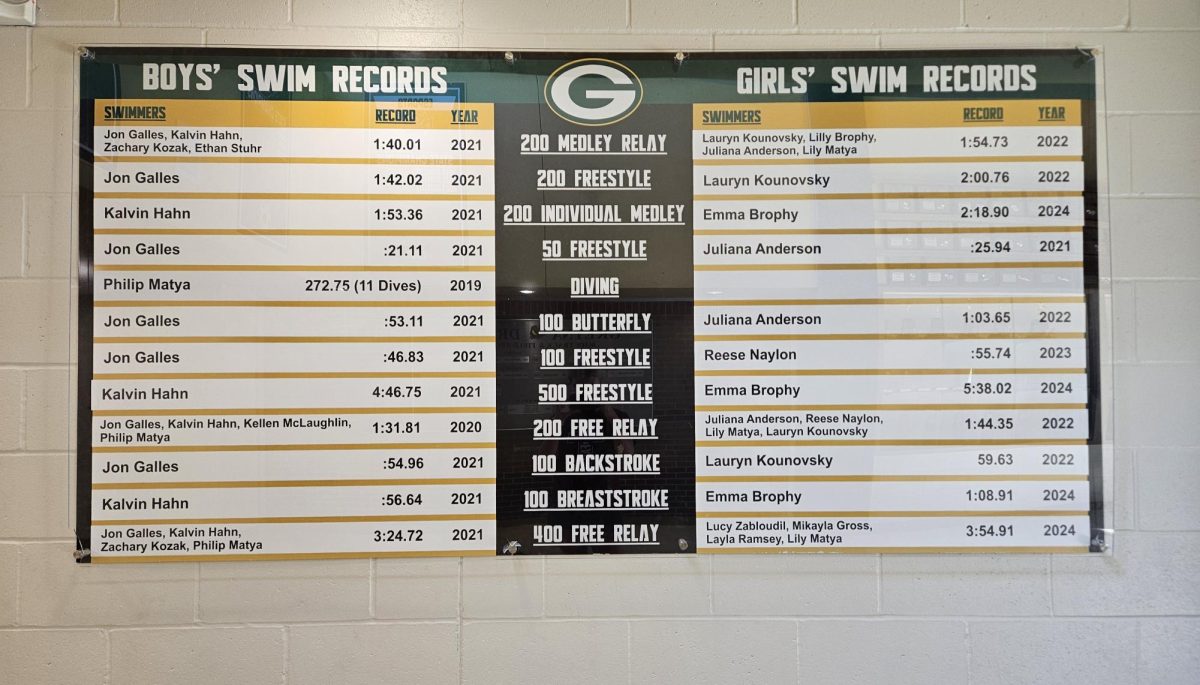 Looking over at the swim records, the name Philip Matya stands out as the only diver on the record board.  "My first year here was when he got injured. So we never had a diving team before that. So he was the only diver that I know of," said Kari Meister.