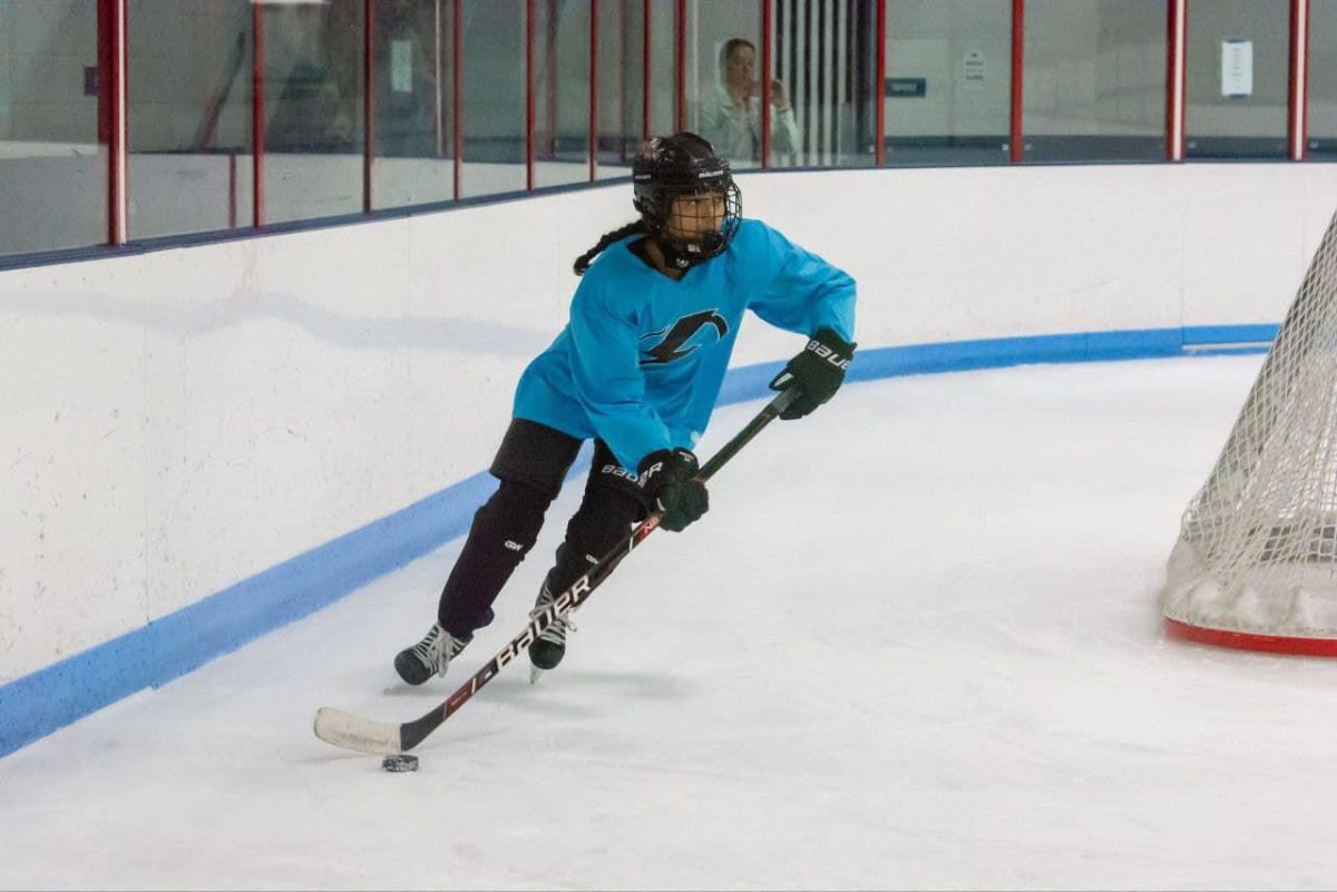 Fabiola Yanez-Gomez is the only girl on the Gretna club hockey team.  She's been playing since grade school. 
Photo courtesy Fabiola Yanez-Gomez