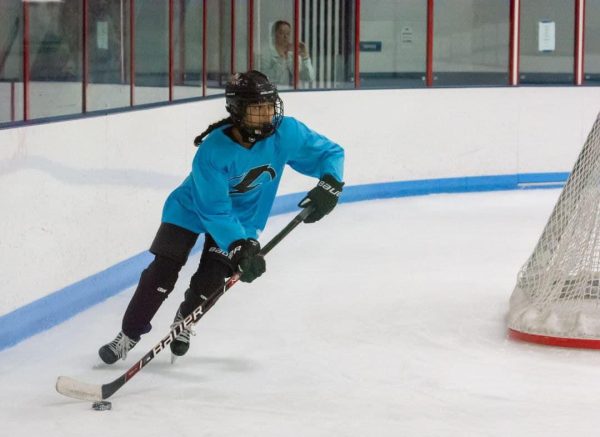 Fabiola Yanez-Gomez is the only girl on the Gretna club hockey team.  She's been playing since grade school. 
Photo courtesy Fabiola Yanez-Gomez