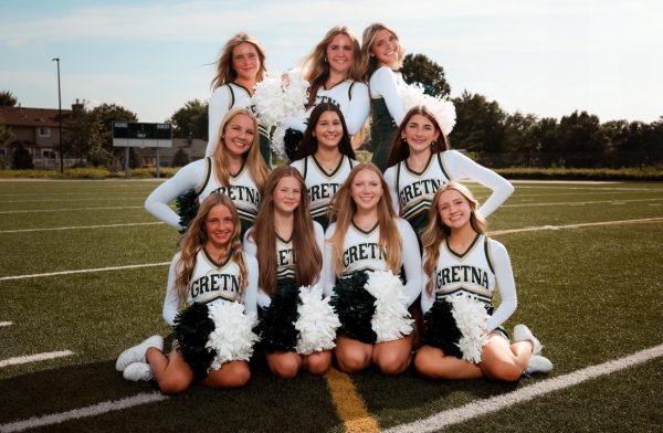 Berkley Eyman, back row middle, is out for the rest of the competitive cheer season. She is shown here with the JV squad.