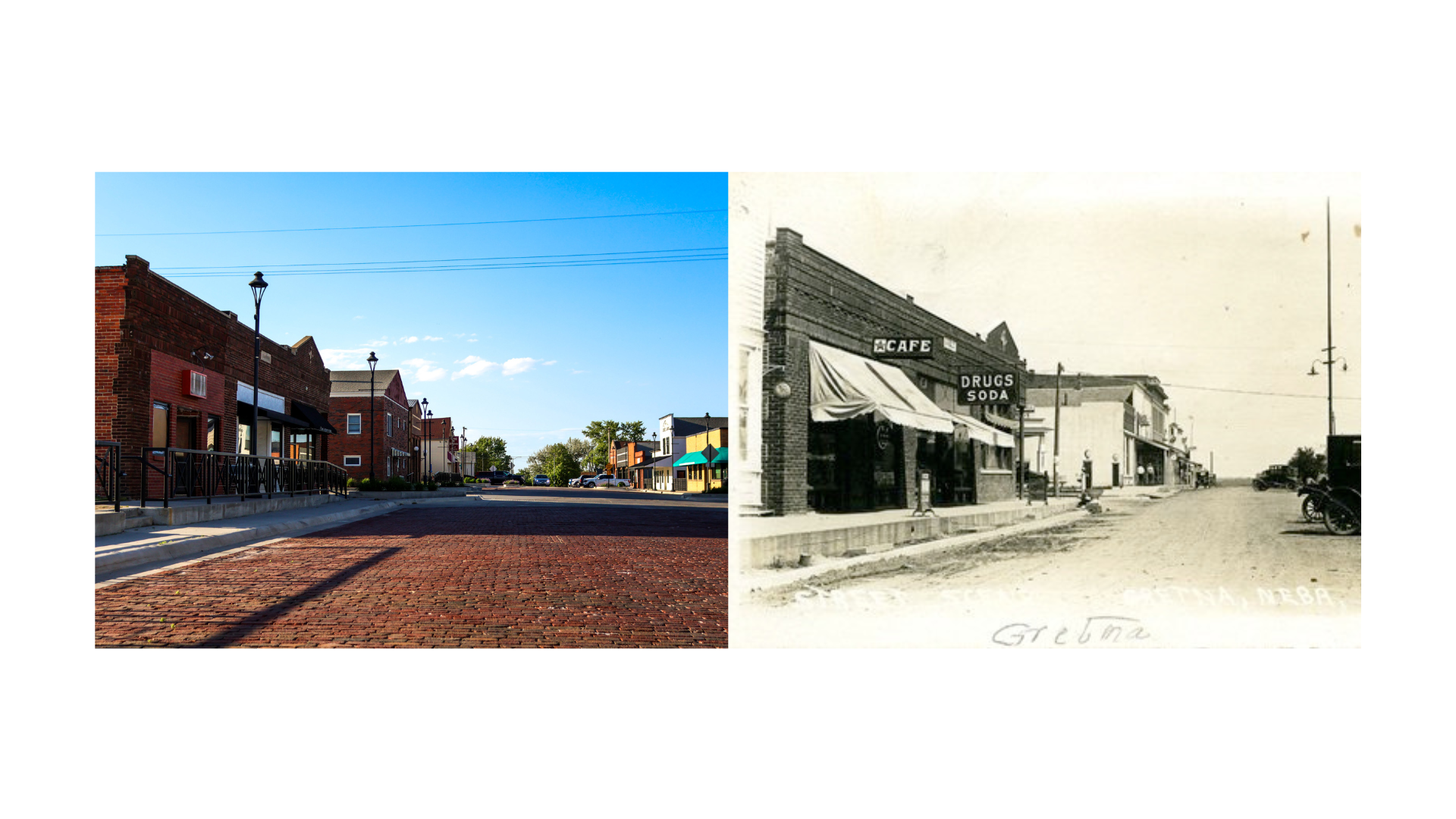 Main Street has changed many times over the years, but kept the same original buildings. "Gretna was just all of the brick road, and the town had a couple grocery stores and a dry goods store. There were three beer joints. We had a drugstore, and you could buy an ice cream cone in there," long-time Gretna resident Anna Proctor said.