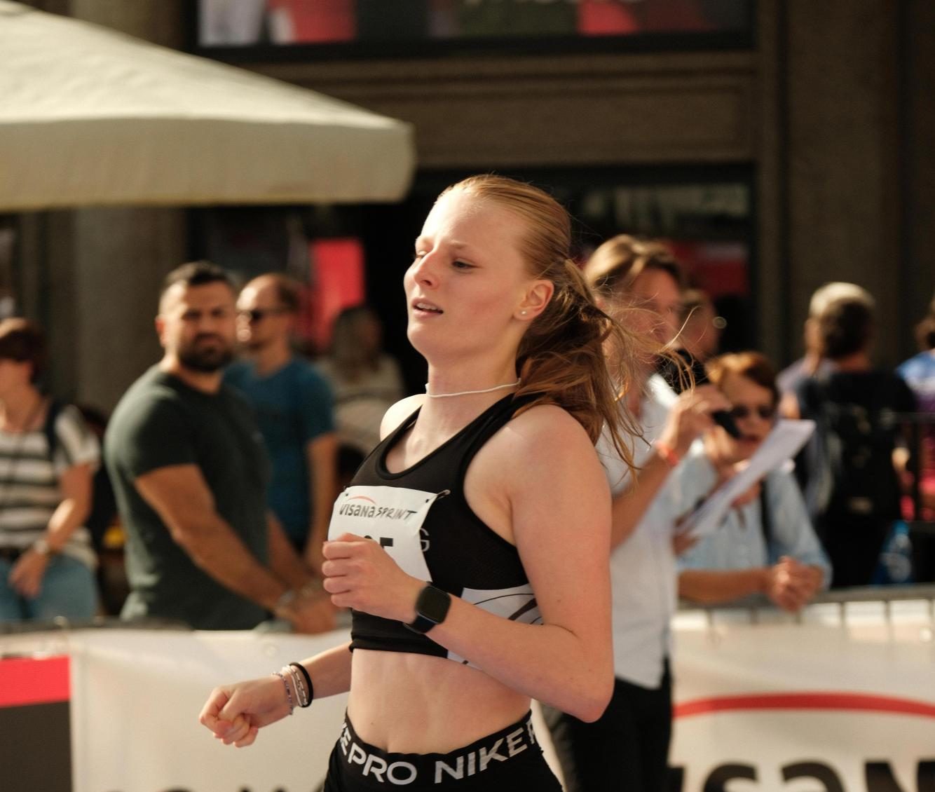 Senior Chanel Kinzl competes in the 80m event at the U-18, Swiss Championships of Visana in September of 2023. She ended up placing third. “Back home, everything I did was eat, train, sleep, study, go to school. That’s basically all. I only had sport and school, and so that was my main priority: track," Kinzl said.