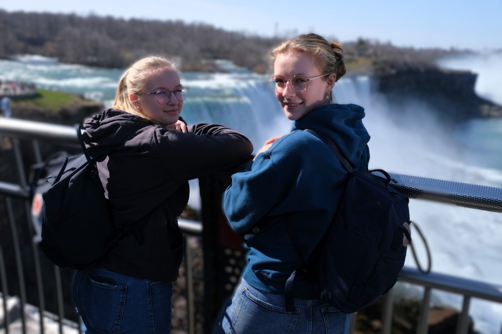 Thyra Muhs, at left, and her sister Freya visited Niagara Falls during a previous trip to the United States. Freya did her own exchange year at a boarding school in Arizona. Photo courtesy Thyra Muhs

