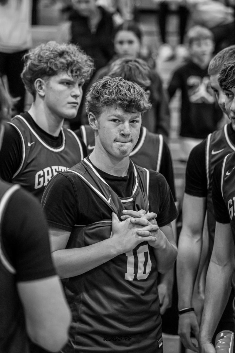 Junior Carson Dicken looks at the camera after a heartbreaking loss to Skutt Catholic in the District Final.